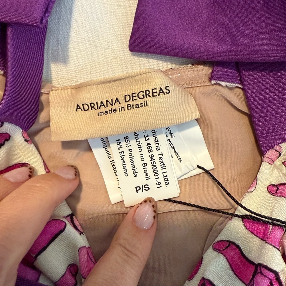 NWT Adriana Degreas Lipstick Cut-Out One Piece Swimsuit With Bows Small - Picture 9 of 12